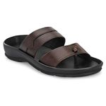 TrueYarn Men's Genuine Leather Slippers | Thong Sandals For Men | Comfortable | Cushioned Insole | Durable | Handmade | All Occasion Slippers | UK - 9 (Brown)