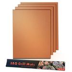 Grill Mat,BBQ Sheets Non Stick Reusable Washable Heat Resistant 260℃ for Charcoal Gas Electric Grill to Grilling Meat Veggies Seafood Eggs 4 Packs Copper