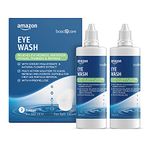 Amazon Basic Care Eye Wash with Sodium Hyaluronate and Natural Flowers Extracts, 360ml, Pack of 2