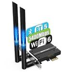 5400Mbps PCIe WiFi Card for PC- Bluetooth 5.3, Tri-Band Wireless Network Card Tri-Band (2.4Ghz and 5Ghz and 6Ghz) for Gaming, Streaming, Supports Windows 10(64bit)，Windows11(64bit)