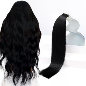 Sunny Hair Tape in Hair Extensions Real Human Hair Invisible Remy Hair Extensions Tape ins for Women Jet Black 20 inch 20Pcs 50G