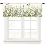 LeLehome Window Curtain Valance 18" L X 54" W, Wild Flowers Botanic Natural Floral Rod Pocket for Kitchen Bathroom Bedroom Home Decor Window Treatment 1 Panel