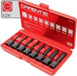 CARBYNE XZN Triple Square Spline Drive Impact Bit Socket Set - 8 Piece, Chrome Molybdenum (Cr-Mo) Steel | Metric M5 to M16 | 1/2 inch Drive