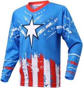 Oumurs Youth Motocross Jersey for Dirt Bike Jersey for 5-12 Year Olds Mountain Bike Clothing Long Sleeve T-Shirt for Motorcycle Motocross Cycling Bicycle BMX Moto MX ATV Riding Off Road