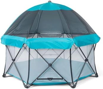Regalo 62" 8-Panel My Play Deluxe Baby Play Yard with Canopy, Aqua/Black