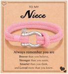 PINKDODO To My Daughter Granddaughter Niece Bracelet Birthday Valentines Graduation Easter Christmas Gifts for Teens Teenage Teen Girls, 6.8 inches, Nylon, no gemstone