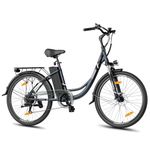 Touroll Electric Bike, B1 26'' Electric Bicycle for Adults with 7 Speed, 36V 15.6Ah Removable Battery, City Urben E-Bike, Adjustable Seat Height