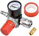 GOOHOME Air Filter Regulator Compressor G1/4 Air Pressure Regulator Gauge Water Trap Filter Pressure Regulator for Compressor and Air Tools (Three-Way Valve)