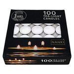 Nanki Trades Wax Unscented Tealight Candles Set Of 100 (10 Grams, White, 3 Hours Burn Time)