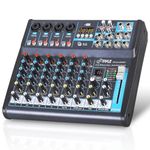 Pyle 8-Ch. Studio DJ Mixer [Audio Interface Mixing Sound System] Bluetooth Wireless Streaming | USB/Computer Connection Interface | Digital MP3 Support | +48V Phantom Power (PMXU83BT)