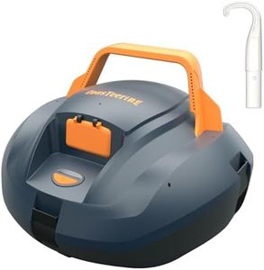 CoasTeering Robotic Pool Cleaner, Cordless Pool Vacuum Robot with 100 Mins Runtime, Fast Charging, Powerful Suction, Self-Parking, Ideal for Above Ground Pools, Blue Grey