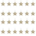 Belle Vous 24 Pack Christmas Tree Decoration - 10 x 10cm Gold Star Baubles Christmas Tree Hanging Ornaments with String - Gold Embellishments Christmas Decorations for Xmas Tree Fireplace Wreath