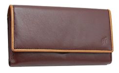 STARHIDE Women's RFID Blocking Wallet Soft Real Nappa Leather Long Flap Over Purse Multi Credit Card Holder Money Organiser 5505 (Brown Tan)