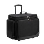 Rolling Makeup Train Case, Professional Hairstylist Traveling Bag, Extra Large Cosmetology Case on Wheels, Hairdresser Bag with Heat Resistant Lining for Hot Hair Tools Cosmetic Organizer Trolley