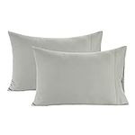 LANE LINEN 100% Organic Cotton Pillowcases - Standard Size and Crisp Cool Percale Weave Breathable Sleeping Pillow Covers Set of 2 Mineral