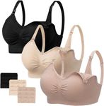 HBselect 3 Pack Women’s Nursing Bra Wireless Seamless Maternity Bra Breastfeeding Bras Bralette with Removable Bra Pads Extenders