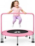 RAVS 36 inch Indoor Kids Trampoline for Toddler, Thicken Safety Pad, Updated Full Foam Covered Handle, Foldable Small Rebounder for Children Ages 1-6, Easy Quick Setup Jumping Playset, Pink