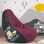 Pi Bean Bags-Bean Bag with Beans Filled XXXXL-for Adults-Printed- Max User Height : 5.5 Ft.-Weight : 80 Kgs-Filled Bean Bags (Design : I am a pro-Maroon Grey)