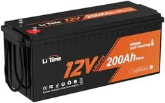 Litime 12V 200Ah Plus LiFePO4 Lithium Battery Self-Heating Low Temperature LiFePO4 Battery 2560Wh Usable Energy Built-in 200A BMS 4000-15000 Deep Cycles for RV Home Energy Storage and Off-Grid etc.