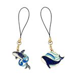 KIPZO Nylon Pack Of 2 Cute Dolphin Whale Fish Pendant Phone Charms Aesthetic For Girls Boys Women Backpack Hanging Keychain Key Ring Lobster Clasp Thread Ornament Smart Combo, Blue