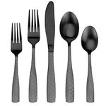 Matte Black Silverware Set, 20-Piece Stainless Steel Flatware Cutlery Set, Satin Finish Tableware Set Service for 4, Include Knife Fork Spoon, Dishwasher Safe