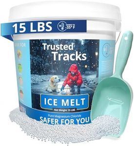 Trusted Tracks Pet Safe Ice Melt, 15 LBS Premium Snow Melter, Pure Magnesium Chloride, Safer for Pets, Concrete, Effective to -35 F, with Scoop