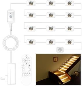 Ameistor Upgraded Smart Stair Lights Motion Sensor Indoor, Plug-In Stairway Lights Indoor Hallway Baseboard Lighting with Cascading Effect, Dimmable, 3000K-6000K (16 Stairs)