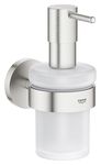GROHE Essentials Holder with Soap Dispenser German Engineered, Metal In Stainless Steel-Look and with Concealed Fastening 40448DC1