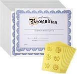 Best Paper Greetings 48 Sheets Blue Floral Certificate of Recognition Paper for Printing with Gold Foil Sticker Seals|Customizable|Border for Graduation,DiplomaCompletion Award Documents(8.5x11")