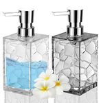 2 Pack Soap Dispenser 12Oz Liquid Lotion Hand Dispensers with Pump Reusable for Bathroom, Countertop, Kitchen, Laundry Room - 1Grey, 1 Clear