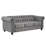 Morden Fort Couch Sofa, Couches for Living Room No Sagging, Couches 24'' Comfy Seat Depth, Sofas Couches Tool-Free Assemble, Velvet Sofas for Living Room Pet-Friendly Super Soft Chesterfield Grey