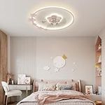 ATEEZ Kids Ceiling Fan Lights with Remote Control APP 6 Speed Quiet, Modern Ceiling Fans with Lamps Led Dimmable Reversible Mode Timer Function, Fan Chandeliers Ceiling Light for Bedroom Kids Room