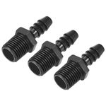 MECCANIXITY Plastic Hose Fittings 1/4" Barb x 1/4" NPT Male Thread Adapter Tube Connector for Water Fuel Air, Pack of 3