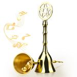 Tirmanaz Brass Small Hand Bell, 4.92" H Pentagram Handbells, Decorative Small Dinner Bell, Altar Bell for Witch Wiccan Inspired Meditation Ritual Pagan, Clear Negative Energies