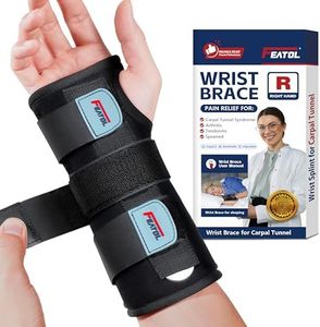 FEATOL Wrist Brace for Carpal Tunnel, Adjustable Night Wrist Support Brace with Splints Right Hand, Large/X-Large, Hand Support for Arthritis, Tendonitis, Sprain, Injuries, Wrist Pain