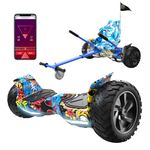 RCB Hoverboard and Kart Bundle for Kids with Hoverkart Set，SUV Hoverboard with APP Control, All Terrain 8.5 '' Hummer with Bluetooth for Self-Balanced Hoverboards, Gift for Kid and Adult