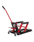 1500 LBS Hydraulic Motorcycle Lift Jack, Portable ATV Scissor Lift Jack with 4 Wheels, Foot-Operated Hoist Stand for Motorcycle, ATV, UTV, Powersports, Red