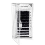 NAGARAKU Eyelash Extensions Individual Faux Mink Classic 7-15mm Mix Tray Matte Black Soft Natural 16 rows (0.07 Thickness, C Curl)