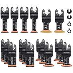 PECHAM 22PCS Curved &Titanium Ocillating Blades Universal Wood Metal Oscillating Tool Saw Accessories Fit Porter Cable Black & Decker Rockwell Ridgid Ryobi Milwaukee DeWalt Chicago Craftsman