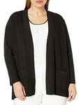 Anne Klein Women's Plus Size Solid Two Pocket Malibu Cardigan, Black, 2X