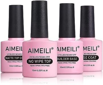 AIMEILI Hema Free Gel Nail Polish, Cruelty Free, Vegan, No Wipe Top Coat, No Wipe Matte Top Coat, Base Coat and Builder Base for Nails Gel Set