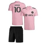 Sports Soccer Football Messii 10 Inter Jersey Set Football T-Shirt with Shorts (Kid's, Boy's & Men's) (10_11 Years, Multicolor)