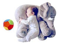 Little Innocents® Big Size Fibre Filled Stuffed Animal Elephant Soft Toy for Baby of Plush Material Hugging Pillow for Toddlers (60 cm, Grey)