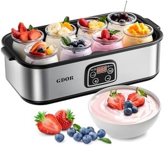 GDOR Yogurt Maker with Adjustable Temp & Timer – Digital Greek Yogurt Machine with 8×6oz BPA-Free Glass Jars – Probiotic-Rich, Stainless Steel, Easy to Use for Home