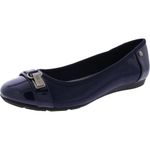 Anne Klein Women's Able Ballet Flat Shoe Wide Width, Navy, 7.5