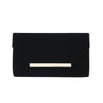 TrendsBlue Elegant Solid Color Velvet Clutch Evening Bag Handbag - Diff Colors, Black, One Size