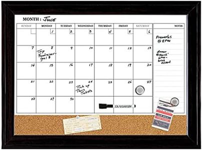 Quartet Combination Magnetic Whiteboard Calendar & Corkboard, 17" x 23" Combo Dry Erase White Board & Cork Bulletin Board, Message Board, Black Frame (79275)