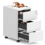 SONGMICS Mobile File Cabinet, Metal Filing Cabinet for Home Office, Rolling Printer Stand, with 3 Lockable Drawers, Pre-Assembled, for Office, 40 x 30 x 54 cm, Matte White OFC079W01