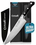 Cutluxe Chef Knife – 8" Razor Sharp Kitchen Knife Forged from High Carbon German Steel – Chef's Knife with Sheath Included, Full Tang & Ergonomic Handle Design – Artisan Series