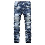 Fashion Biker Jeans for Men,Forthery Ripped Distressed Destroyed Jogger Jeans Teen Boys Washed Slim Fit Leg Denim Pants (40, A - Light Blue)